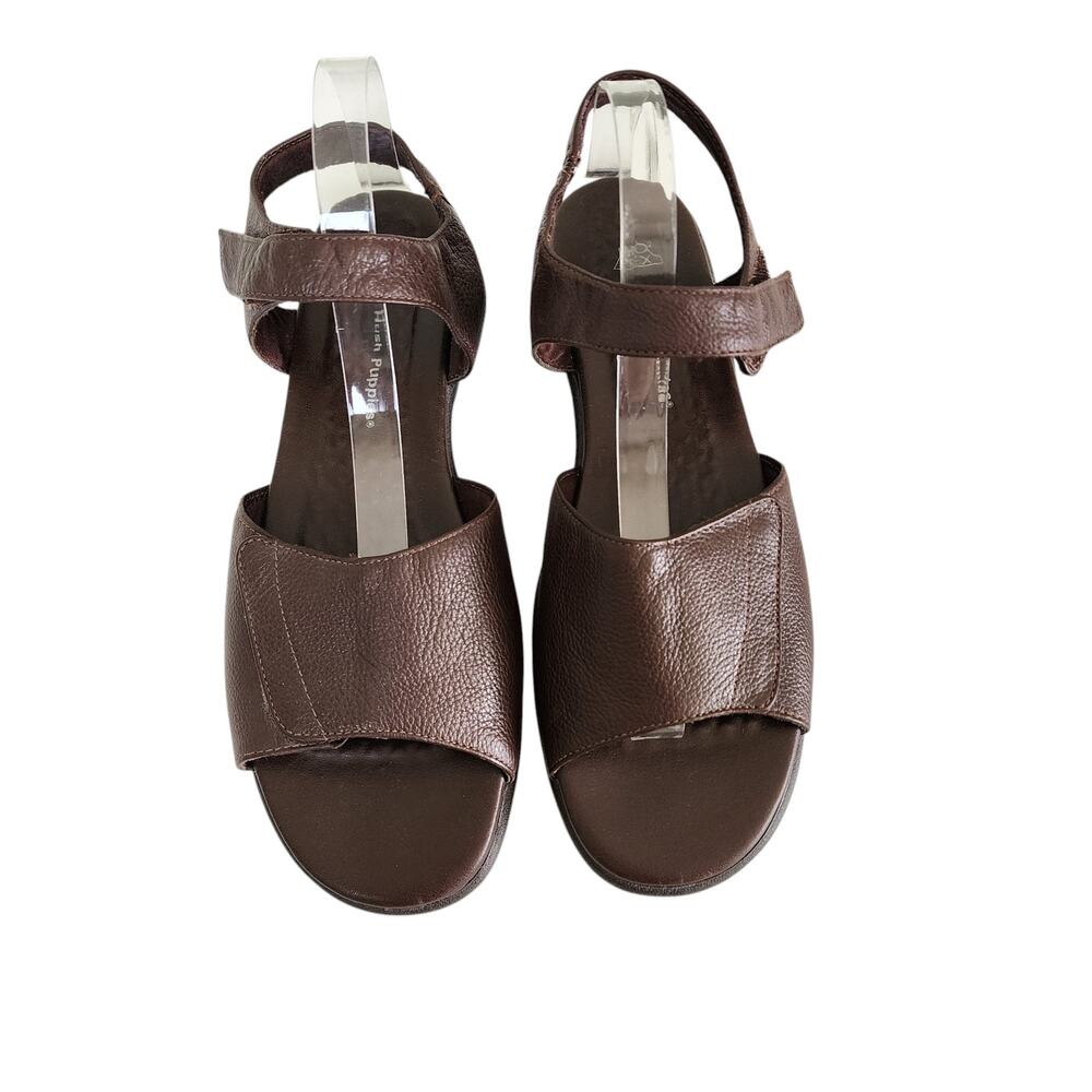 Hush Puppies Womens‎ Resort Sandals Size 10 Strappy Brown Leather HPO2 Flex Sole - Picture 2 of 10
